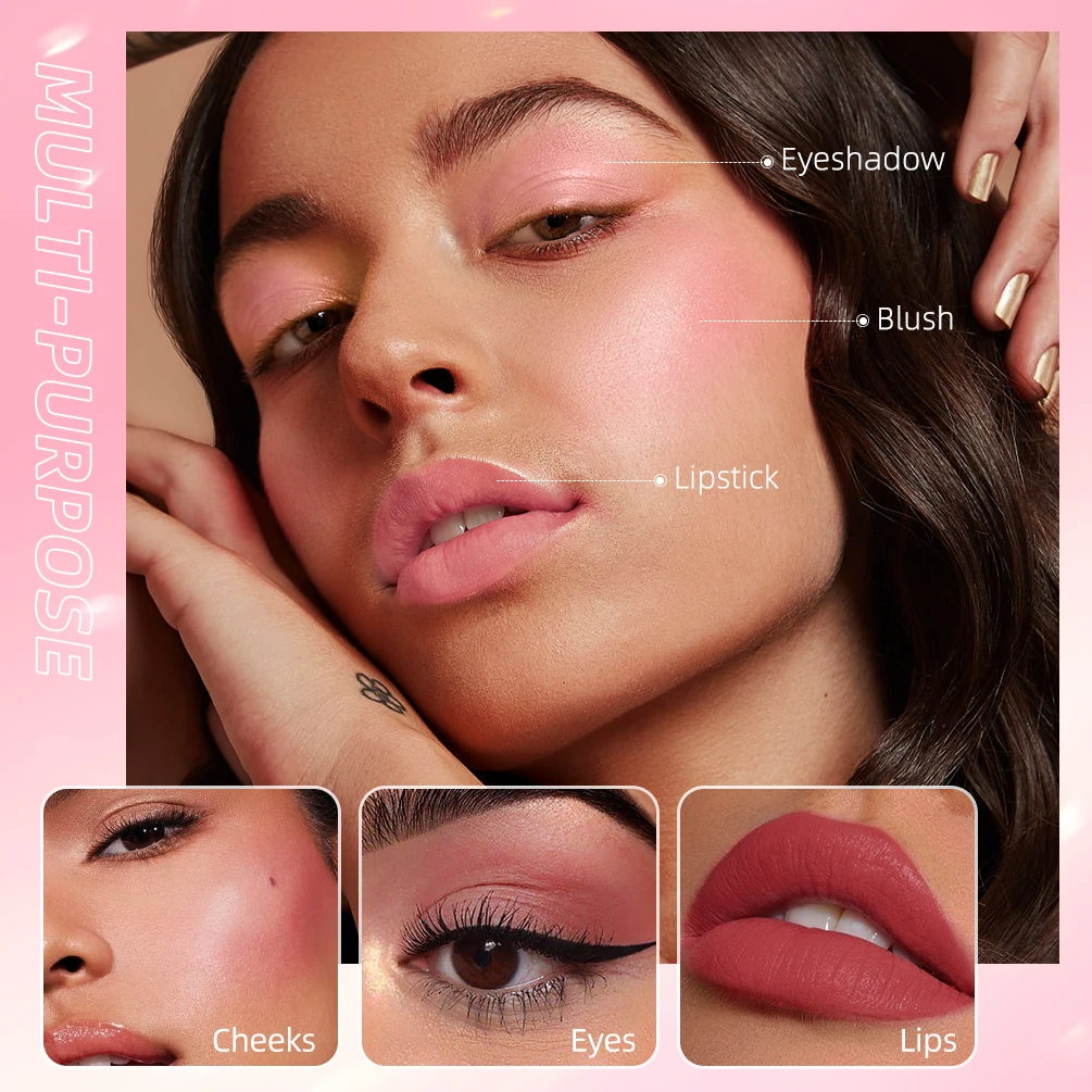 QIBEST Face Blusher Long-lasting Silky Natural Moisturing Blush Cream Contour Liquid Cheek Face Blush sponge Brush Head Cosmetic 3