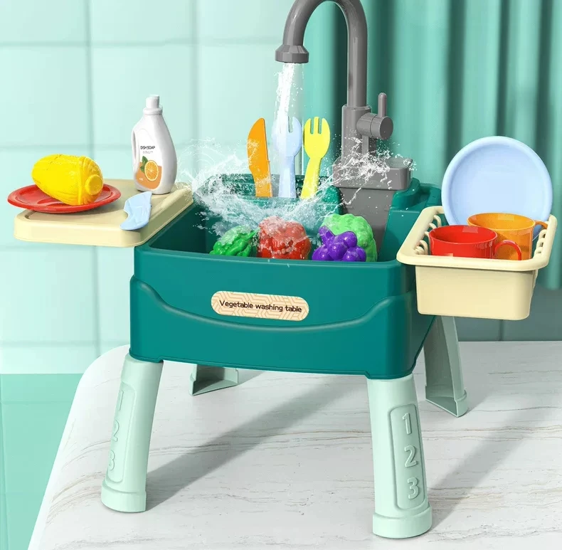 Interactive Kids' Kitchen Sink Playset with Running Water - Educational Role Play Toy