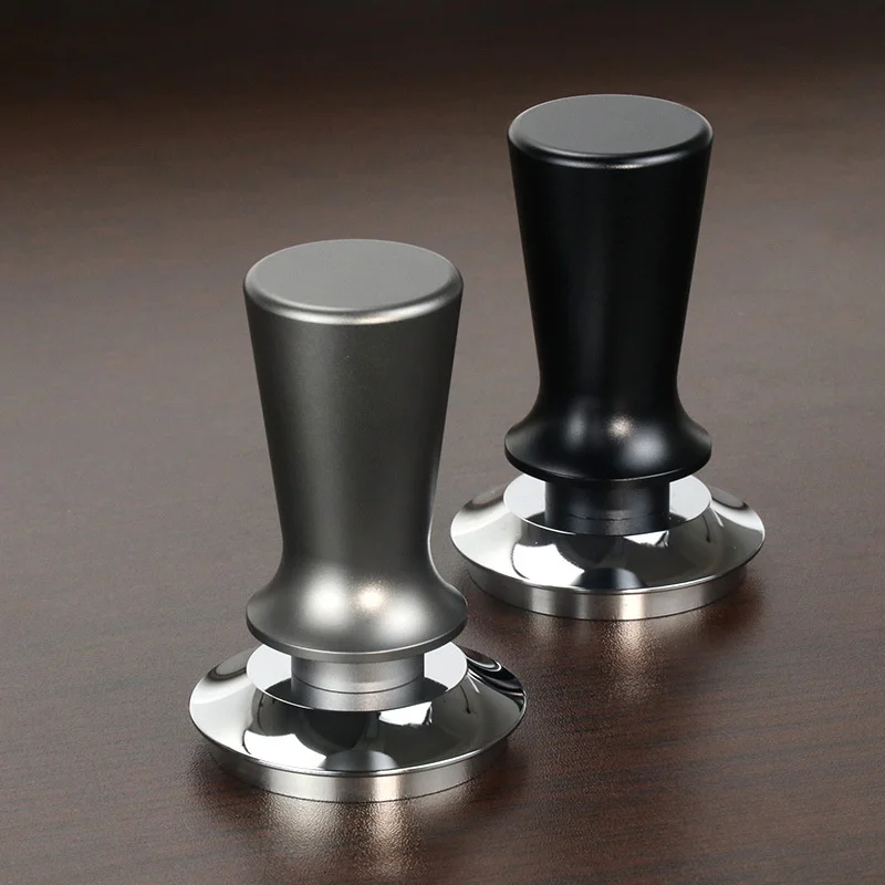 Espresso Tamper with Scale - Spring Loaded - Automatic Rebound - Flat Base  - Detachable - 51/53/58mm Coffee Powder Hammer - Coffee Shop Utensil 