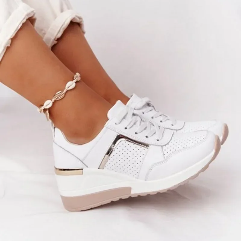 Women sports shoes Tennis Shoes Women Lace Up Walking Wedge Sneakers for Outdoor Comfortable Walking Shoes Plus Size 35-43