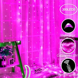 3m 100/200/300LED String Lights Christmas Decoration Remote Control USB Wedding Garland Curtain 3M Lamp Room Decoration