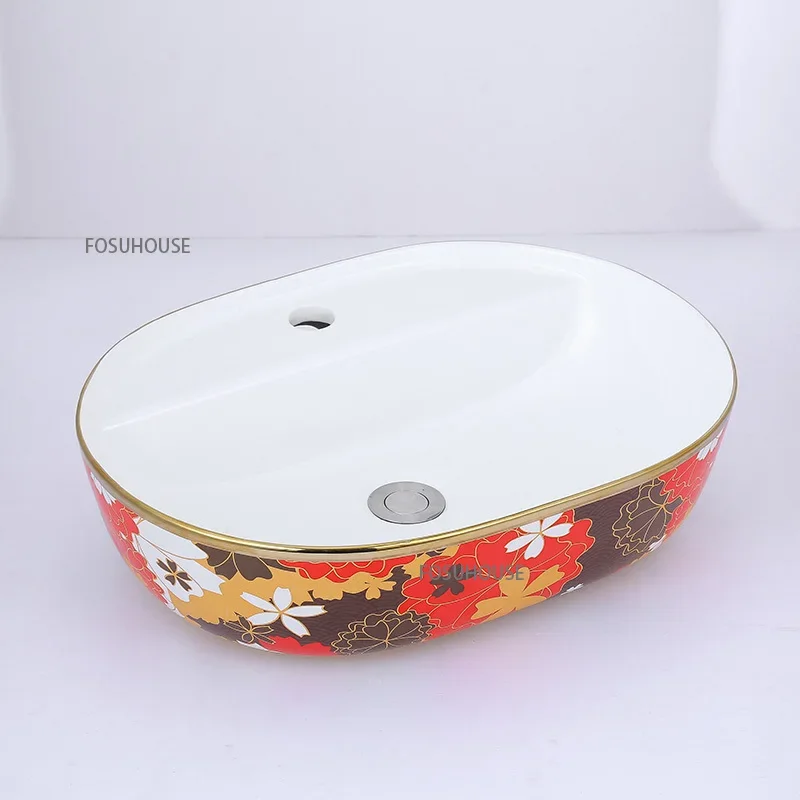 ใหม่ Creative ห้องน้ําอ่างล้างมือวงกลมห้องน้ําซักผ้าอ่างล้างจานเดี่ยวสี Art อ่างล้างหน้าบุคลิกภาพห้องน้ําอ่างล้างหน้า XX 1