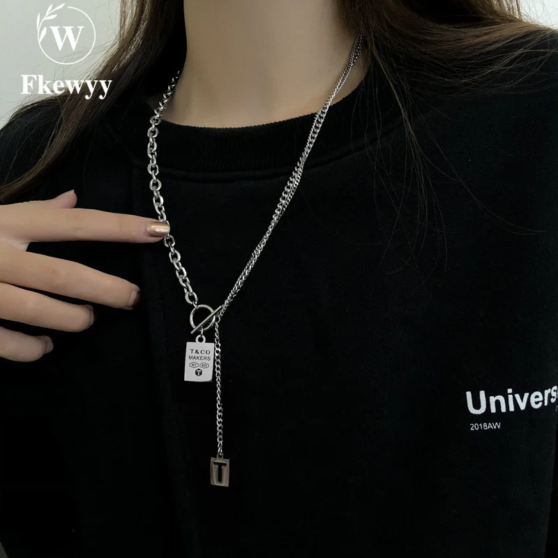 

Fkewyy High-end Design Sense Long Sweater Necklace Women Autumn And Winter Niche Hip-hop Hundred Matching Accessories Necklace