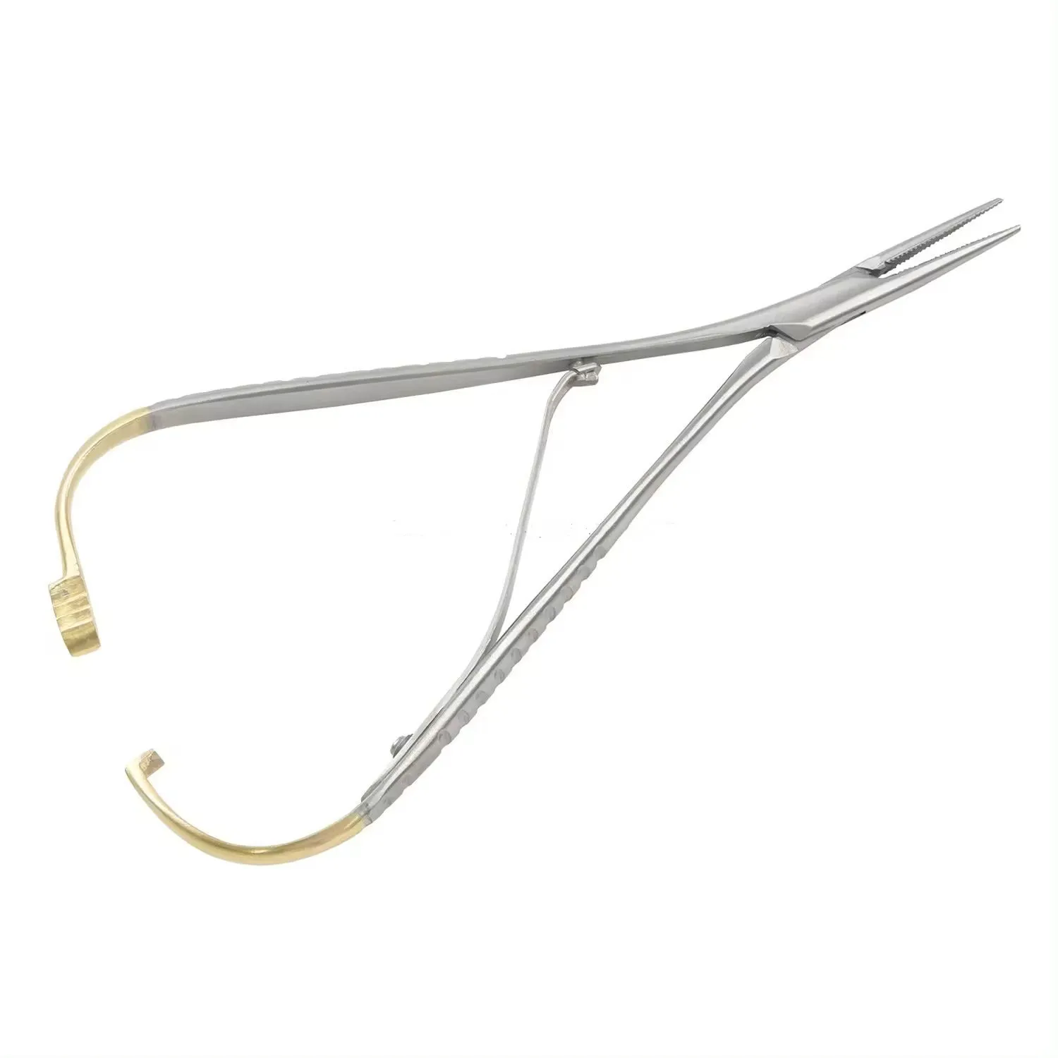 Pinça de aço inoxidável Dental Needle Holder, Alicate ortodôntico com Gold Handle, Instrumento de Ferramenta Cirúrgica Dental, 14cm, 1Pc