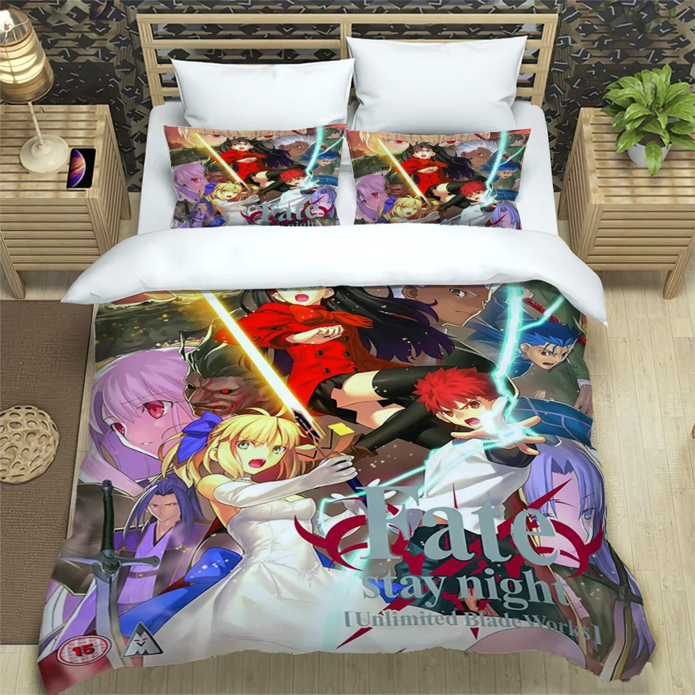 

Fate/stay Night HD Print Three Piece Bedding Set Fashion Article Children or Adults for Beds Quilt Covers Pillowcases Gift