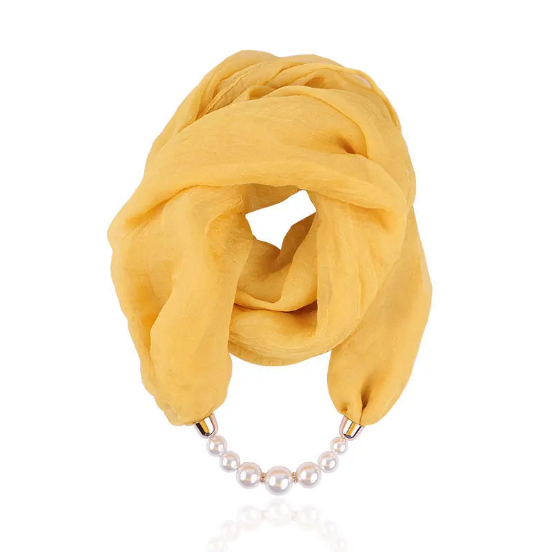 S413bc5c69f224bce8807b28d9e55c66aA Solid color Jewelry Statement Necklace Pendant Scarf Women Neckerchief Foulard Femme Accessories Hijab Mallzona