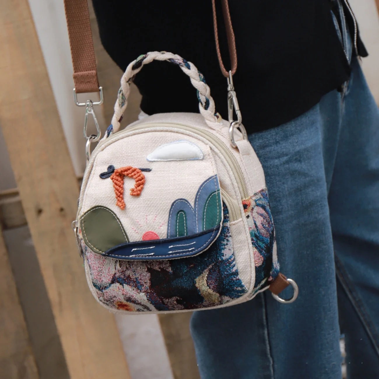 Multi functional three use mini bag with multiple compartments, mobile phone, zero wallet, birthday gift for girlfriend