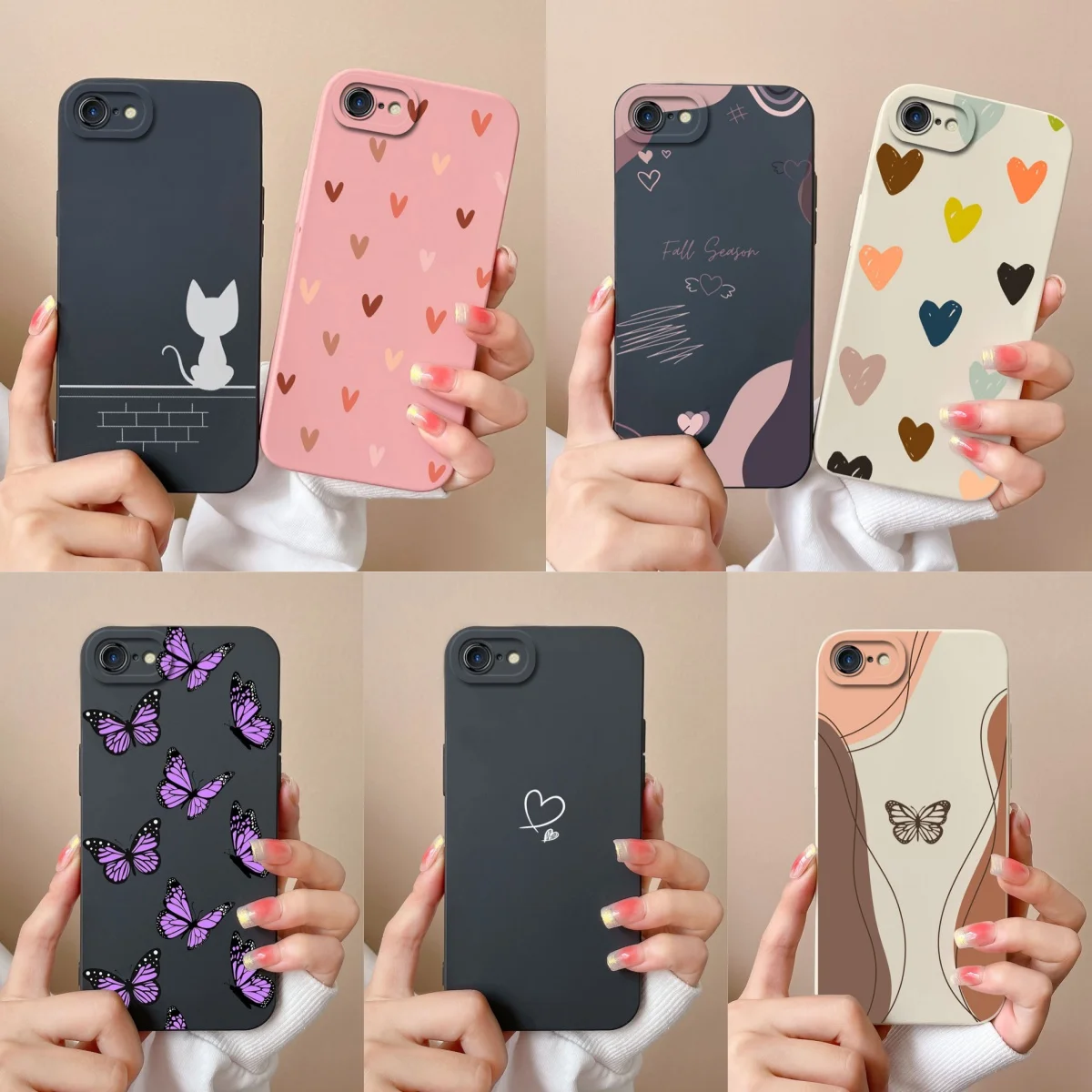 Custodia Per IPhone 7 Plus/8 Plus Con Cinturino - Design Cuore, Silicone TPU, Pellicola Protettiva Inclusa - 4