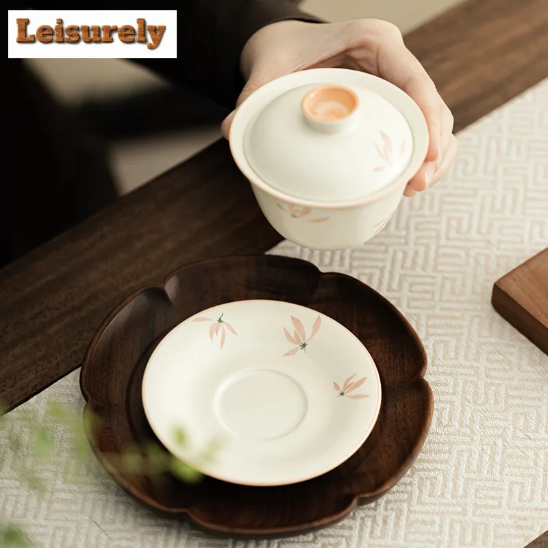 133ml Orchid Wind Chime Gaiwan Creative Sancai Single Non Hot Tea Tureen Tea Making Cover Bowl Drinkware Accessories Supplies
