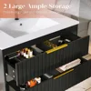 30" Bathroom Vanity with Sink, Floating Vanity Sink Cabinet Wall Mount,Soft-Close Function 2 Large Drawers,Grooved Stripe Design 4