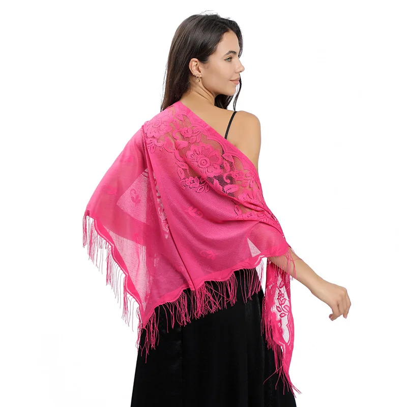 Elegant Women Triangle Lace Embroidered Evening Dress Shawl Wedding Bolero  Shawl Hollow Ladies Shrugs Party Tassel Shawls - AliExpress 200000297