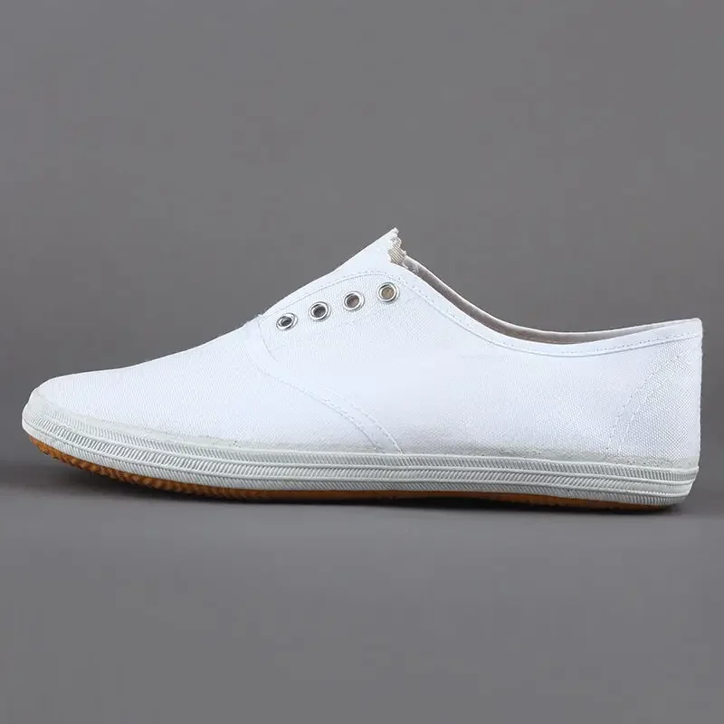 Tennis Shoes Classic White Solid Color Canvas Anti-skid Men and Women Exercise Martial Arts Tai Chi