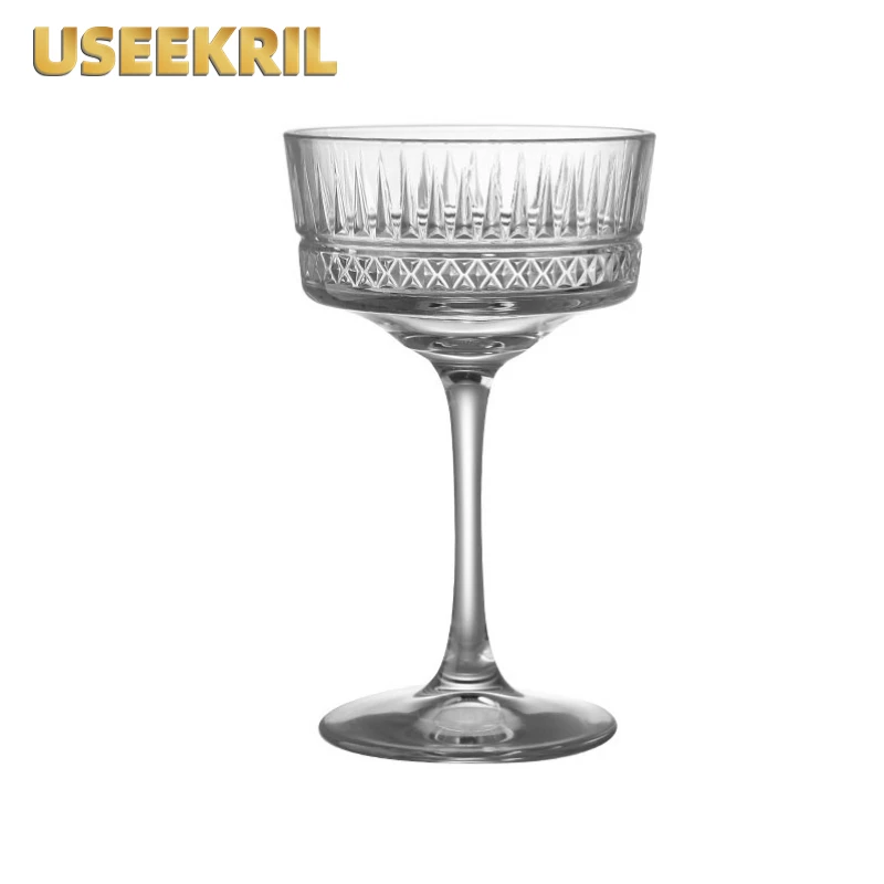 

Champagne Glass European Style Engraving Import Pasha Martini Goblet Home Dessert Cup Creative Cocktail Glass Wide Mouth