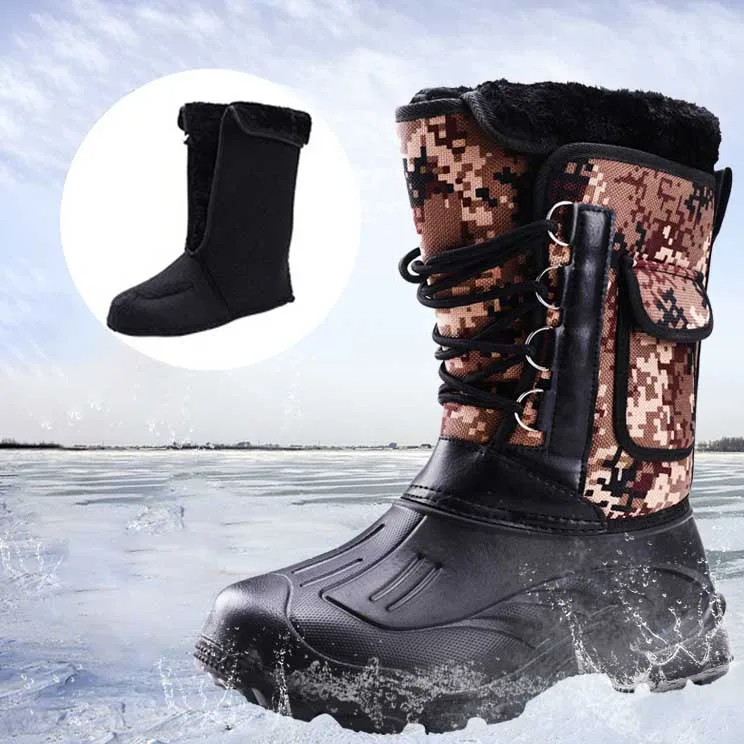 Waterproof Ice Fishing Shoes, Snow Boots, Anti-skid Reef Rock Fishing Boots, Outdoor Thickened Plush Hunting Hiking Boots