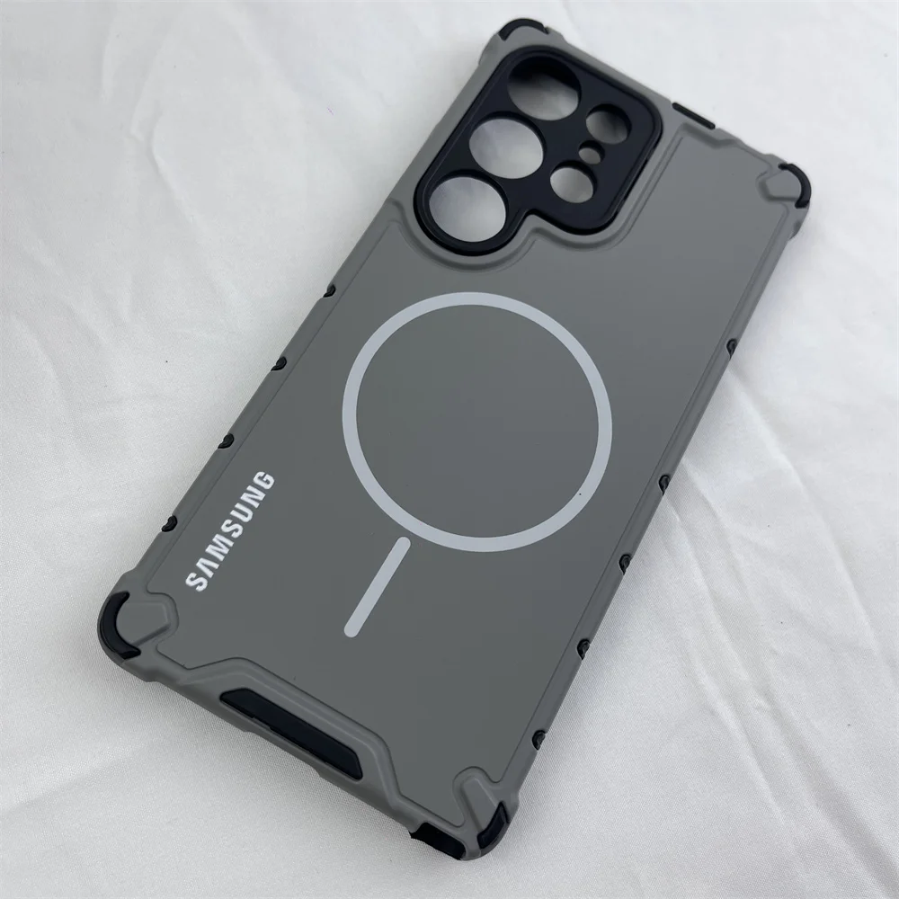Luxury Armor Anti-Fall Magnetic Case - Shockproof Matte Wireless Charging Cover