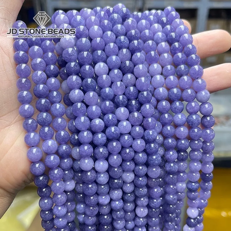 

Dyed Color Purple Aquamarine Beads Natural Stone Loose Spacer 4 6 8 10 12 14mm For Jewelry Making Diy Bracelet Accessory 15"
