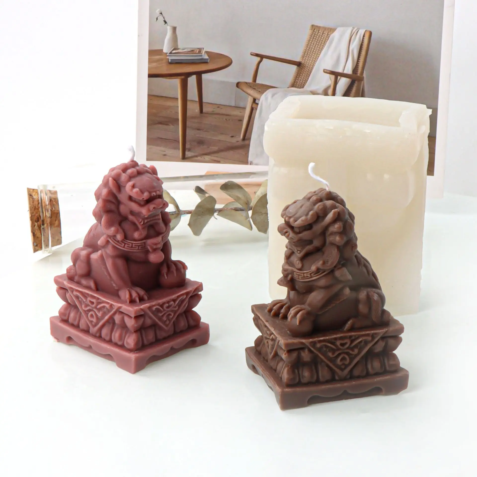 

Guard Lion Silicone Candle Mold for DIY Aromatherapy Candle Plaster Ornaments Soap Epoxy Resin Mould Handicrafts Making Tool