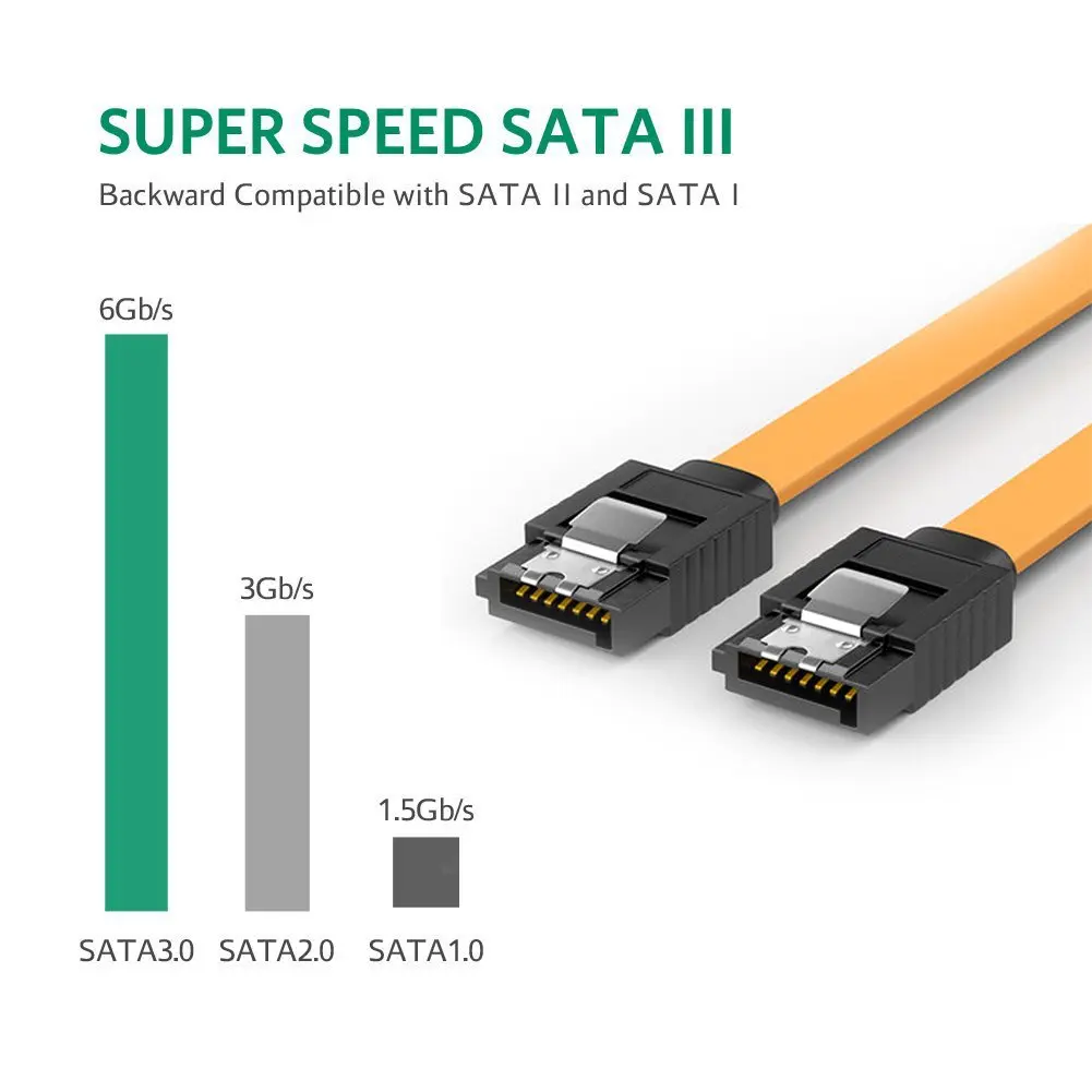 Pence & Moon Collective Cavi SATA III 6 Gbps 50 Cm (3 Pezzi) – Dritti Con Blocco Latch, Per HDD/SSD, Nero - 2