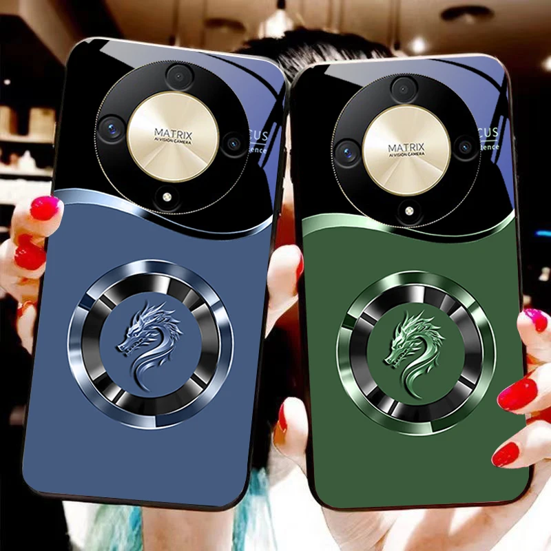 Circle Chinese Loong Tempered Glass Phone Case