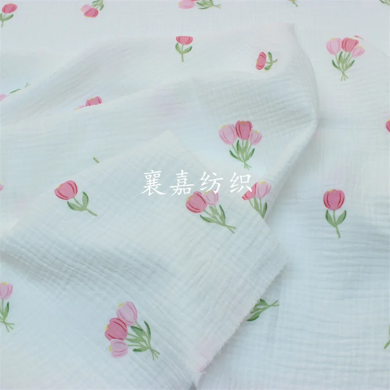 

1/2/3/5/10 м двойная хлопчатобумажная марлевая креп-ткань маленькая цветочная ткань детская одежда Пижама домашняя одежда ткани