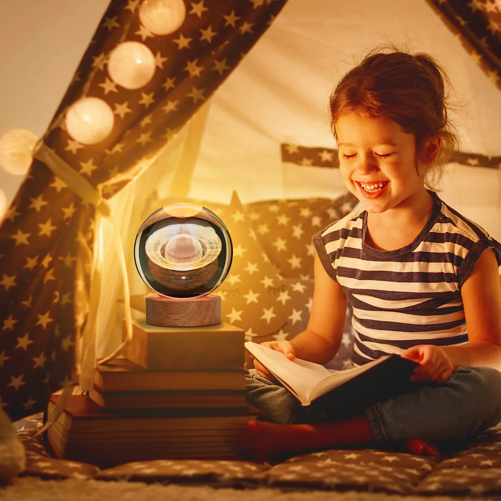 3D LED Jupiter Night Light Milky Way Galaxy Solar System Crystal Ball Children Night Lamp Bedroom Ambient Light Gift
