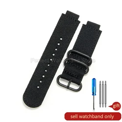 Enhanced Sports Sweatproof Breathable Nylon Canvas Watch Strap, 16mm - 16mm (Black - Black)