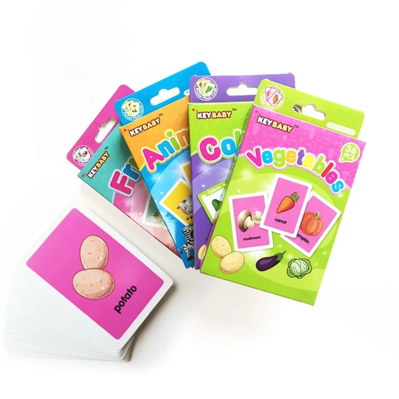 36pcs Children Cognition Cards Animal Color Fruits Double Side Flashcards Montessori Baby Kids Early Educational Toys Gifts 3