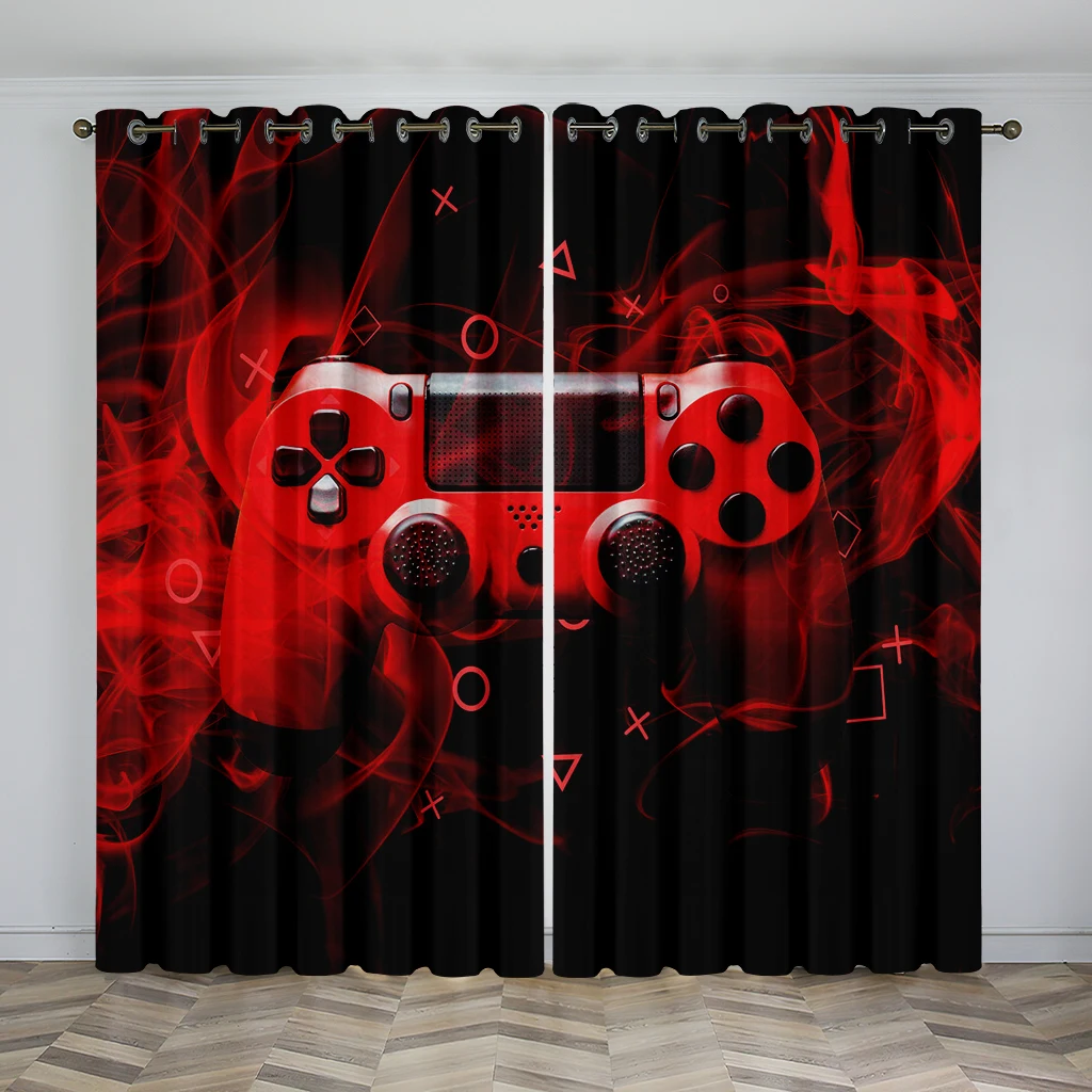 

Gamepad pattern digital print curtain Bedroom game room decoration transparent curtain cloth 90 grams polyester fiber two panels