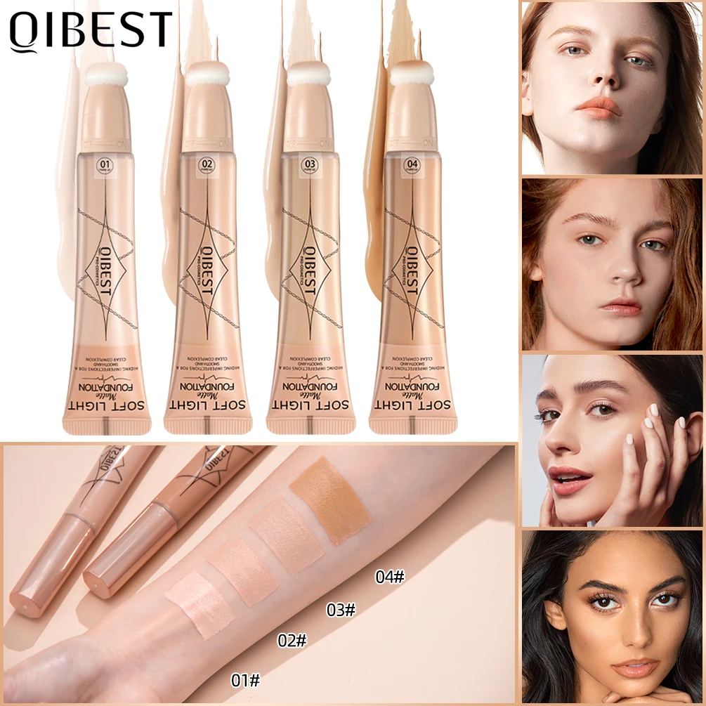 QIBEST Waterproof Liquid Concealer Makeup Full Coverage Cosmetics Makeup Contour Face Concealer Face Scars Acne Cover Foundation