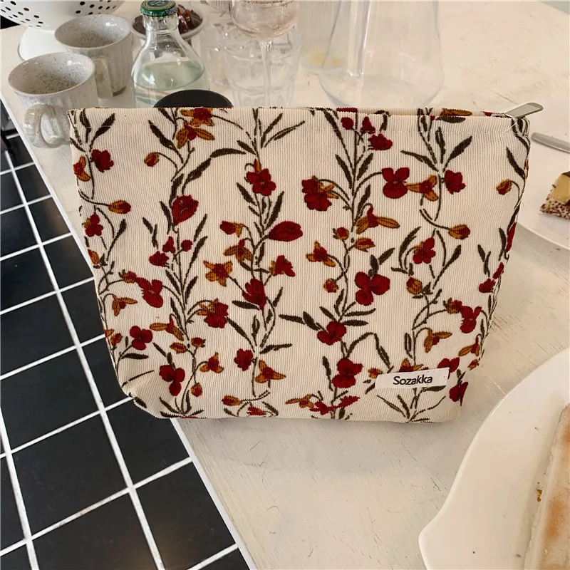 Floral Print Women's Cosmetic and Pencil Storage Pouch