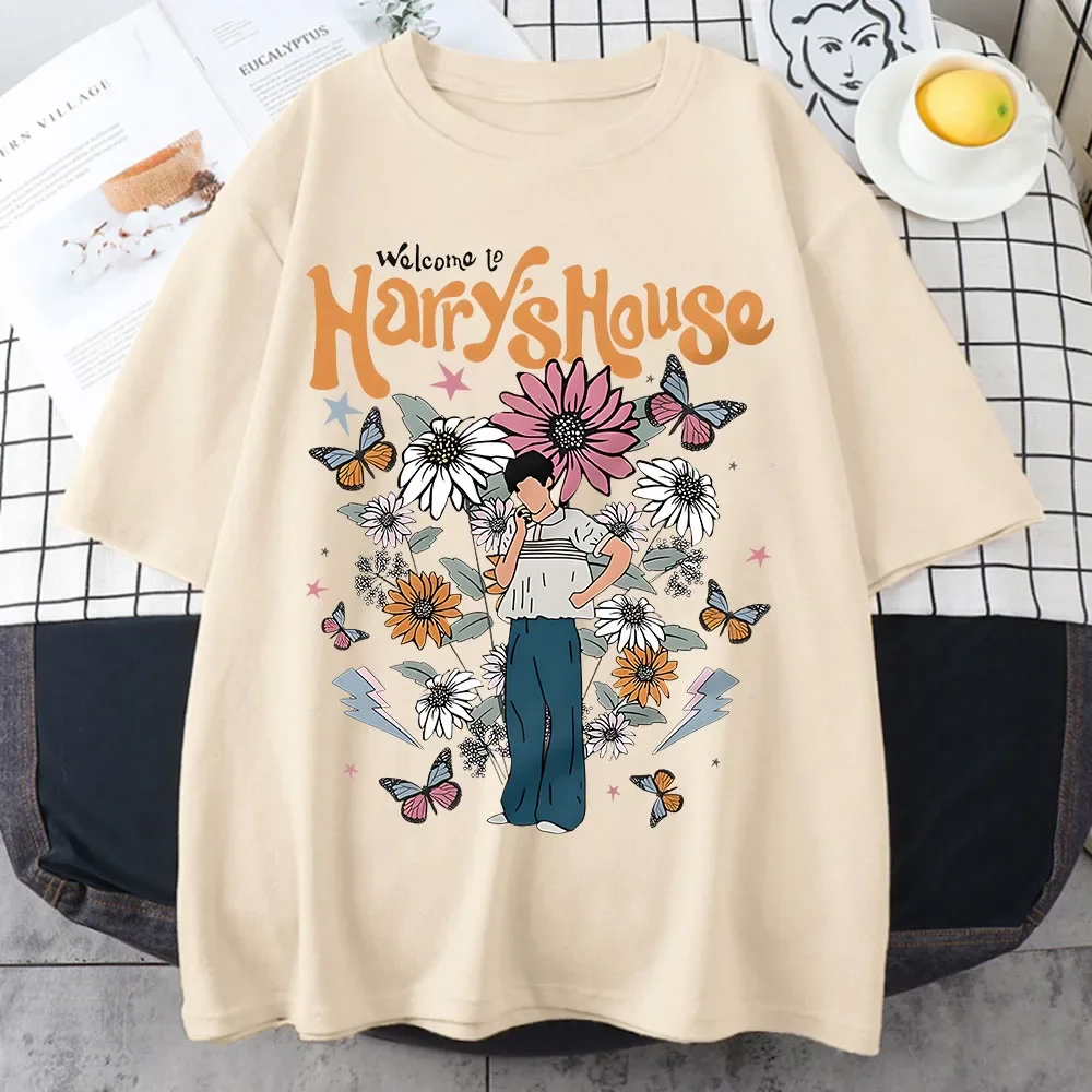 Harrys House T-Shirt Da Donna 100% Cotone Summer Manga Graphic T-Shirt Manica Corta Morbida Originalità Fetta Di Vita Individualizzazione