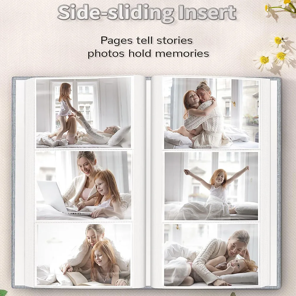Elegant Linen Photo Album with 300 Pockets