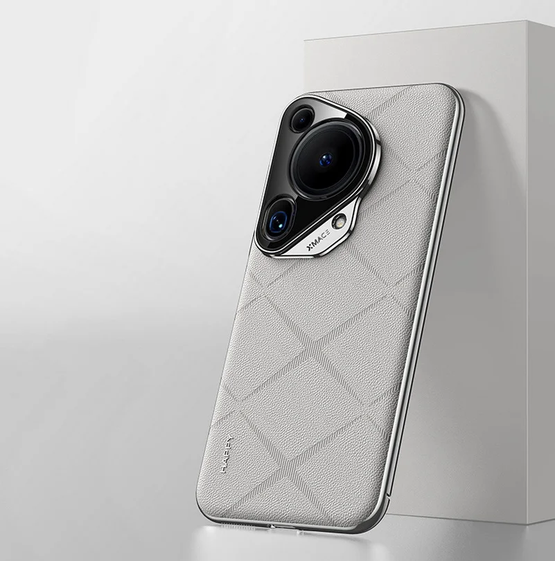 Luxury Leather Case with Camera Lens Protection - Hard Slim Textured Cover