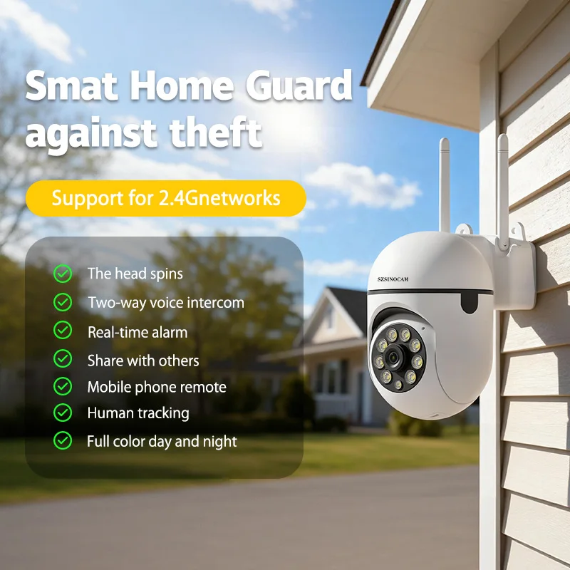 2PCS 3MP Wifi IP HD Night Color Camera Wireless Security Surveillance PTZ Camera 4X Zoom Cameras Tracking Two-way Audio 4