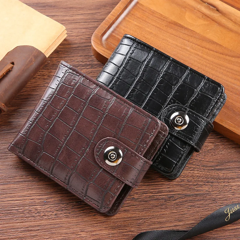 

Short Men Wallets Alligator Print Hasp Classic Coin Pocket Photo Holder Small Male Wallet Quality Card Holder Leather Men Purses