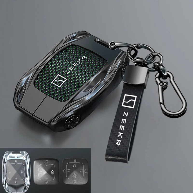 ABS 탄소 섬유 키 커버 키체인 키 케이스, Zeekr 001 007 009X2024 알루미늄 합금, 자동차 액세서리