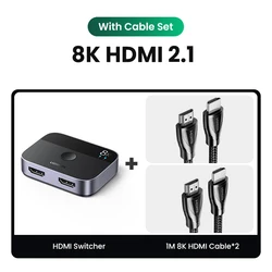 UGREEN Advanced 8K HDMI 2.1 Splitter Switch - 2 Input to 1 Output (With 2pcs HDMI-Cable)