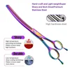 Colorful dog curved thinning shears 7.0 inch professional dog grooming scissors pet curved thinning shears 5