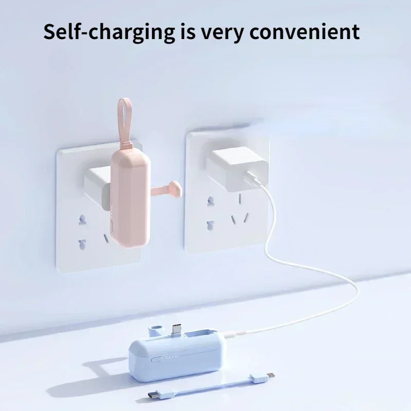 2025 New Small Mini 30000 MAh Capsule Power Bank with Cable Plug and Play External Battery for iPhone Samsung Xiaomi Huawei 3