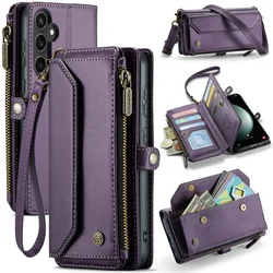 Luxurious Flip Leather Phone Case with Zipper Wallet and Card Holder for Samsung A15 (4G 5G) (Purple)