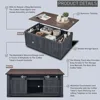 48" Lift Top Coffee Table, Farmhouse Cocktai with Sliding Groove Barn Door, for Living Room, Dark Grey 4