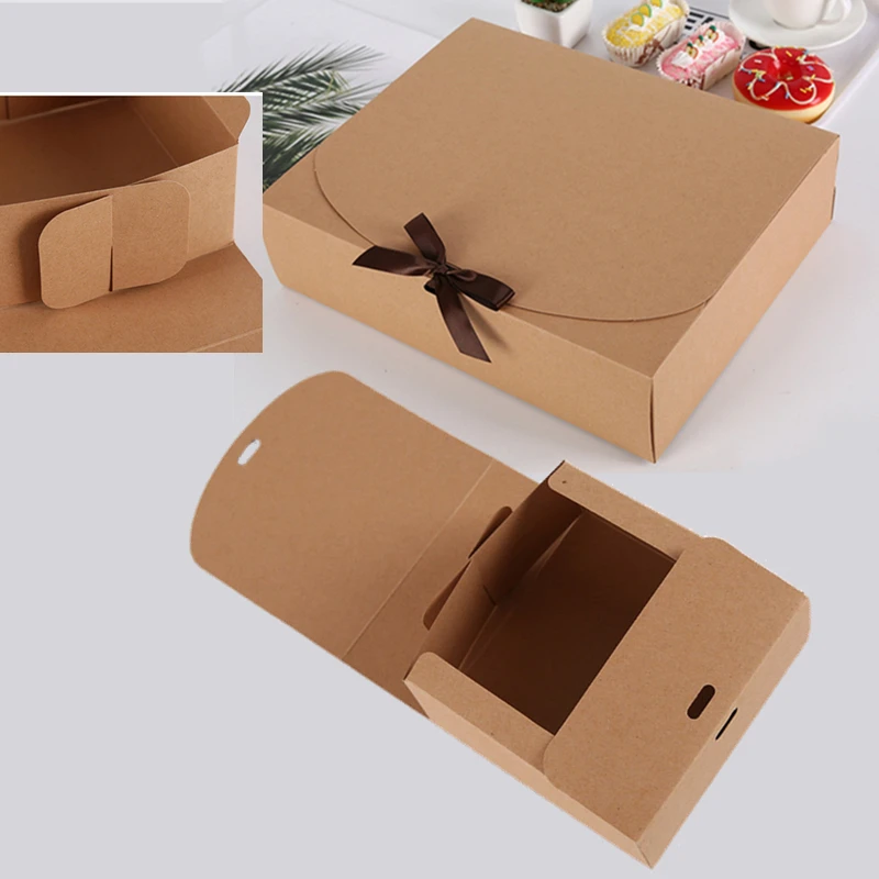5pcs/10pcs Black Gift Boxes Small Packaging Box with Bow and Ribbon, Blank Kraft Paper ... - SKU PBBR1730 - UGI Packaging