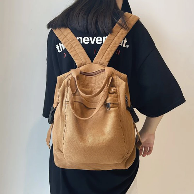 

Women Backpack Canvas Girl Fabric School Bag Canvas College Student Vintage Female Laptop Bag Travel Kawaii Ladies Backpack