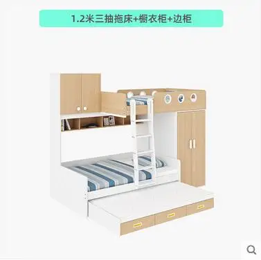 Cama de arriba y abajo para niño y madre, armario multifuncional con  escritorio, paralelo, litera, armario de pared - AliExpress