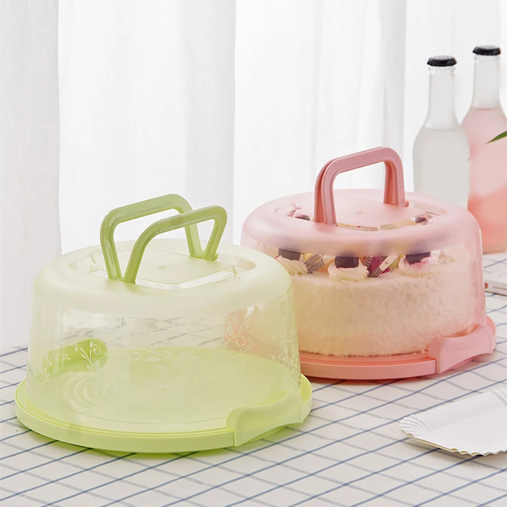 Portable Cake Box Round Food Fresh-keeping Box with Lid and Handle Kitchen Storage Box kitchen storage box fruit storage box kitchen supplies
