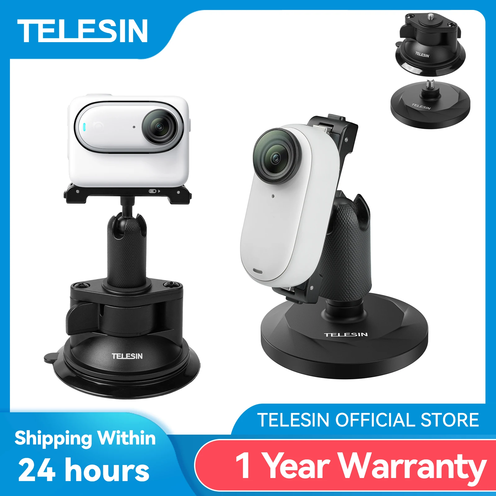 Telesin-suporte de Sucção Magnética para Insta360 G03 Suporte de Câmera de Ação Suporte Base Go3 Acessórios
