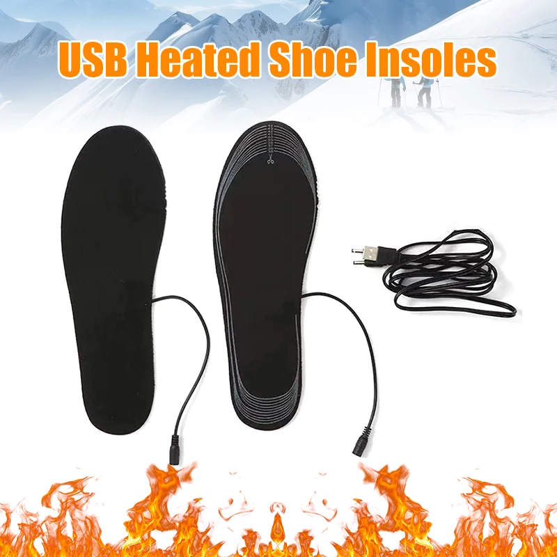 

USB Heated Shoe Insoles Feet Warm Sock Pad Mat Electrically Heating Insole Foot Warming Pad Winter Sports Warm Thermal Insole