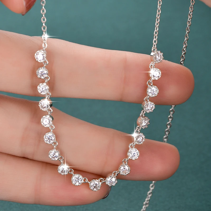 Rrjzz Runde D-Farbe VVS1 Volle Moissanit Blase Halskette Zertifiziert Labor Erstellt Diamant Weißgold Überzogene Frauen Halskette Schmuck – Detail 2