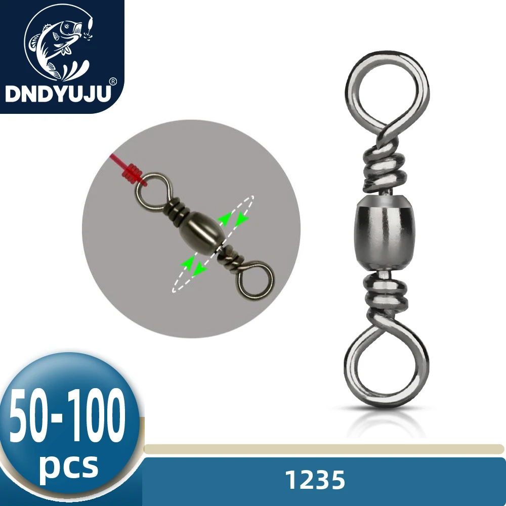 DNDYUJU-50-or-100pcs-Carbon-Steel-Fishing-Barrel-Bearing-Rolling-Swivel ...