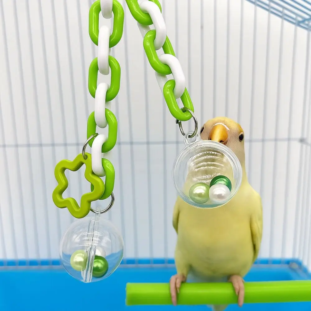 Creative Bite Resistant Parrot Hanging Ball Colorful with Bells Bird Chewing Transparent Ball Birdcage Pendant Interactive